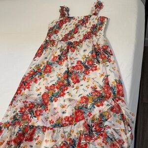 Maurices Floral Kids Dress with Red and Green Accents